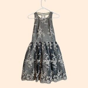 Alice + Olivia Gray and White Floral Mini Dress